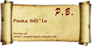 Peska Béla névjegykártya